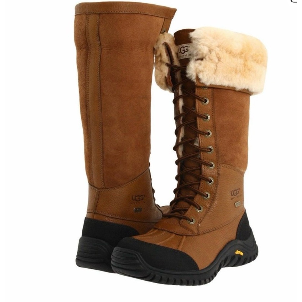 UGG Adirondack Tall Winter Boot Leather Fur Suede Shearling Vibram Waterproof 10